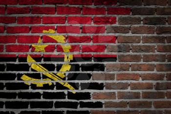 Dark brick wall texture - flag painted on wall - Angola