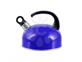 Blue kettle isolated on a white background