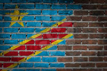 Dark brick wall texture - flag painted on wall - Congo