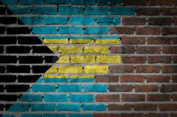 Dark brick wall texture - flag painted on wall - Bahamas