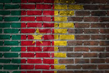 Dark brick wall texture - flag painted on wall - Cameroon