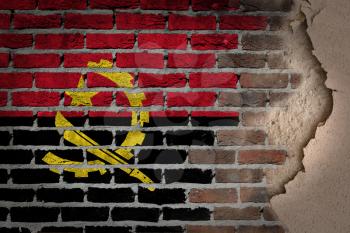 Dark brick wall texture with plaster - flag painted on wall - Angola