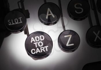 Typewriter with special buttons, add to cart