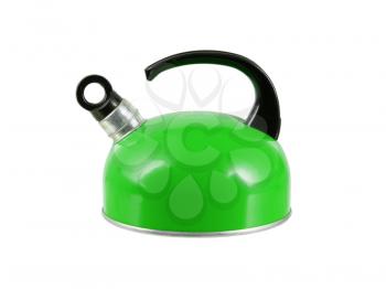 Green kettle isolated on a white background