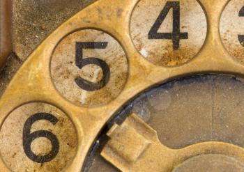 Close up of Vintage phone dial, dirty and scratched - 5