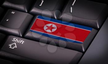Flag on button keyboard, flag of North Korea