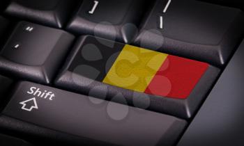 Flag on button keyboard, flag of Belgium