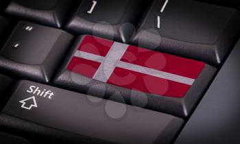 Flag on button keyboard, flag of Denmark
