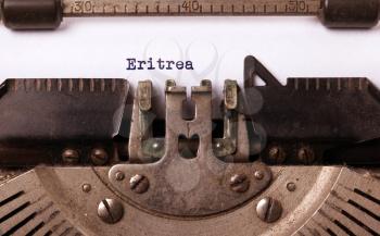 Inscription made by vinrage typewriter, country, Eritrea