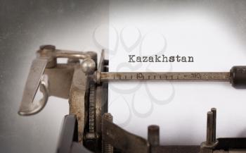 Inscription made by vinrage typewriter, country, Kazakhstan