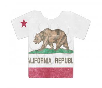 Simple t-shirt, flithy and vintage look, isolated on white - California