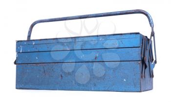 Old metal toolbox, isolated on a white background
