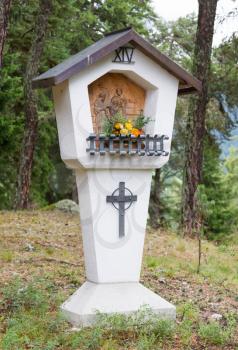 Typical old Christian Wayside Shrine at a country road - Austria