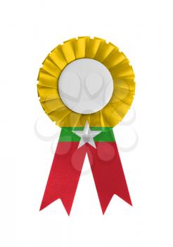 Award ribbon isolated on a white background, Myanmar