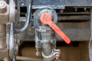 Old lever on a vintage train - Selective focus