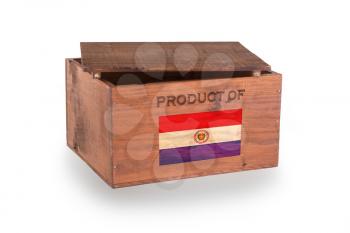 Wooden crate isolated on a white background, product of Paraguay