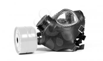 Vintage gasmask isolated on a white background - White filter