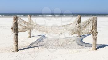 Fishnet on a beach in the Netherlands