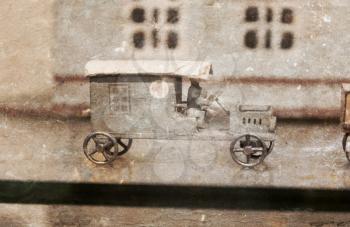 Vintage toy car, isolated, selective focus - Toys from the past