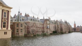 Binnenhof Palace in The Hague (Den Haag) along the Hofvijfer,  The Netherlands - Dutch Parliament buildings