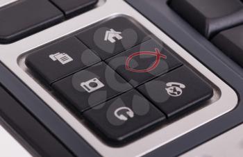 Buttons on a keyboard, selective focus on the middle right button - Christian