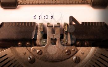 Vintage inscription made by old typewriter, smileys