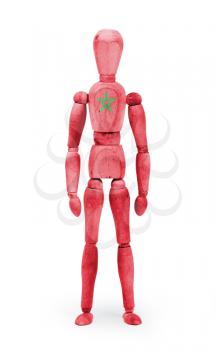 Wood figure mannequin with flag bodypaint on white background - Morocco