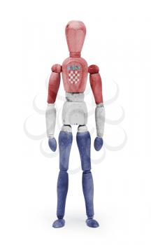 Wood figure mannequin with flag bodypaint on white background - Croatia