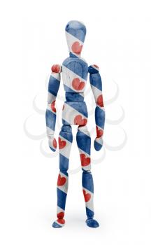 Wood figure mannequin with flag bodypaint on white background - Friesland