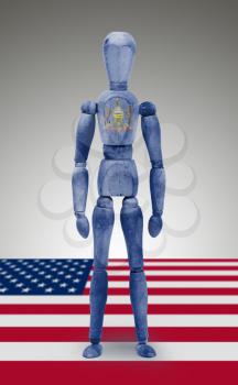 Old wood figure mannequin with US state flag bodypaint - Pennsylvania
