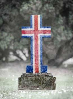 Old weathered gravestone in the cemetery - Iceland