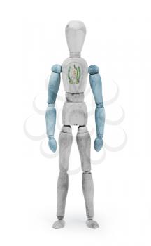 Wood figure mannequin with flag bodypaint on white background - Guatemala