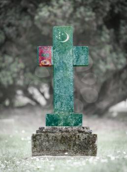 Old weathered gravestone in the cemetery - Turkmenistan