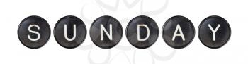 Typewriter buttons, isolated on white background - Sunday