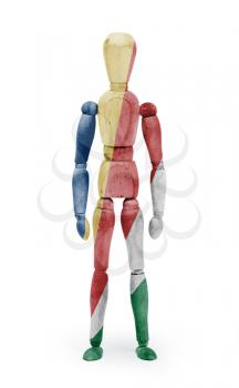 Wood figure mannequin with flag bodypaint on white background - Seychelles
