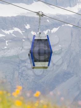 Ski lift cable booth or car, Switzerland in summer