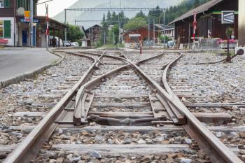 LENK , SWITZERLAND - JULY 13: Trainstation in Lenk, Switzerland on July 13, 2015.