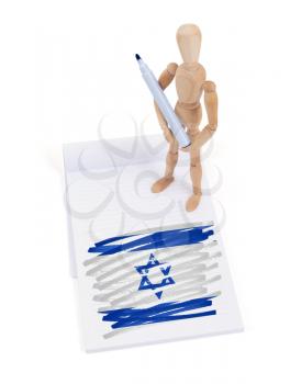 Wooden mannequin made a drawing of a flag - Israel