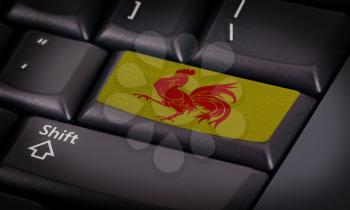 Flag on button keyboard, flag of Wallonia