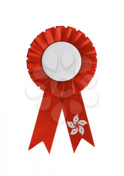 Award ribbon isolated on a white background, Hong Kong