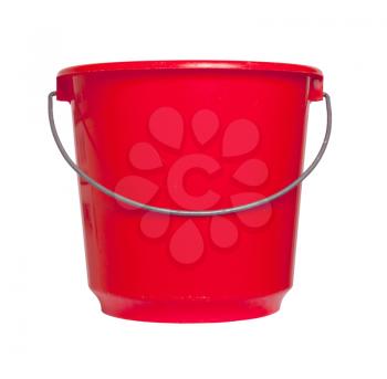 Single red bucket isolated on a white background