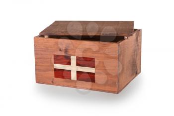 Wooden crate isolated on a white background, product of Cornwall