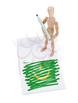 Wooden mannequin made a drawing of a flag - Mauritania