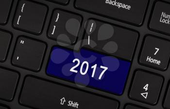 Laptop keyboard with a blue button 2017
