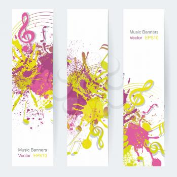Music notes banner design, vector illustration 