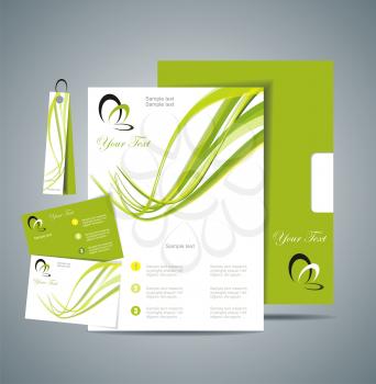 Corporate Identity Template Vector with green background