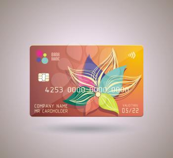 Credit card design  with  shadow. Detailed abstract glossy credit card concept  for business, payment history, shopping malls, web, print.