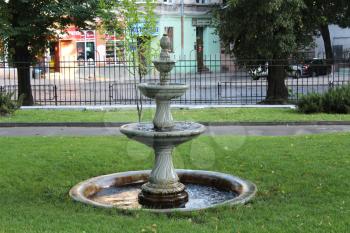 architectural construction of fountain in city park