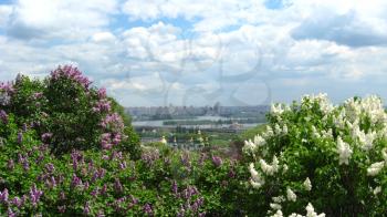 Beautiful panorama of Kyiv city in spring