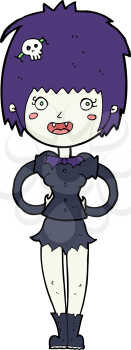 Royalty Free Clipart Image of a Happy Vampire Girl
